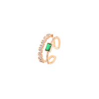 Zinc Alloy Manchet Finger Ring, gold plated, Verstelbare & micro pave zirconia & voor vrouw, Binnendiameter:Ca 1.65mm, 10pC's/Lot, Verkocht door Lot