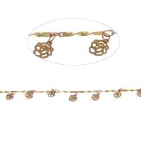 Decoratieve messing schakelkettingen, Met Hanger, gouden, 7x9mm, Lengte 1 m, Verkocht door m