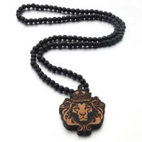 Hemu Beads Necklace Lion Carved Unisex nickel lead & cadmium free 8.8*mm 5.8*7.2cm Length Approx 35.43 Inch Sold By PC