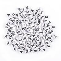 Perles acrylique alphabet, Plat rond, DIY, couleurs mélangées, 7x3.50mm, 100PC/sac, Vendu par sac