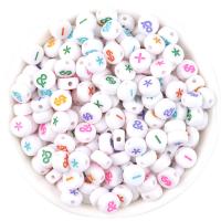 Perles acrylique alphabet, Plat rond, DIY, plus de couleurs à choisir, 7x3.70mm, 500PC/sac, Vendu par sac