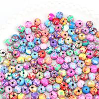 Polymer Clay Beads Round printing random style & DIY mixed colors 8mm Sold By Bag
