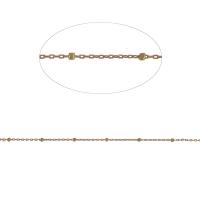 Corrente de bolas de bronze, cobre, Cadeia de retângulo, dourado, 4mm, comprimento 1 m, vendido por m