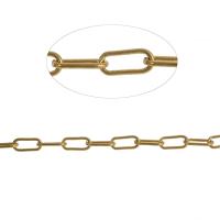 Латунная цепочка с овальными звеньями, Латунь, прямоугольник цепь, Золотой, 16x7x2mm, длина 1 м, продается м