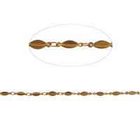 Ozdobny mosiężny łańcuch, Mosiądz, pasek łańcuch, złoty, 11x3x2mm, długość 1 m, sprzedane przez m
