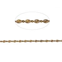 Ozdobny mosiężny łańcuch, Mosiądz, pasek łańcuch, złoty, 9x5x1mm, długość 1 m, sprzedane przez m
