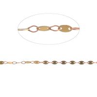 Cadena Decorativa de Metal, cadena de la barra, dorado, 5x3mm, longitud 1 m, Vendido por m
