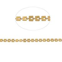 Ozdobny mosiężny łańcuch, Mosiądz, pasek łańcuch, złoty, 6x6mm, długość 1 m, sprzedane przez m