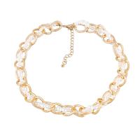 Collar de perlas de plástico, aleación de zinc, con Perlas de plástico ABS, con 3.22 extender cadena, Joyería & para mujer, dorado, Vendido para 15.94 Inch Sarta
