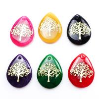 Natural Jade Pendants with Brass Teardrop gold color plated fashion jewelry Sold By PC