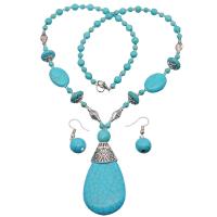 Turquoise Jewelry Sets Zinc Alloy with Seedbead & turquoise handmade & for woman nickel lead & cadmium free Sold By Set