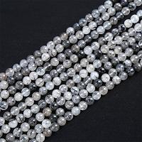 Grânulos de quartzo natural jóias, Quartzo Rutilado Preto, Roda, polido, DIY, cores misturadas, vendido para 38 cm Strand