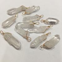 Clear Quartz Pendant with Iron irregular gold color plated Unisex clear 12x40- Sold By PC
