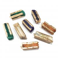 Ágata Natural Druzy Pendant, cristal, with cobre, Irregular, cromado de cor dourada, unissex, mais cores para a escolha, 14x40-14x45mm, vendido por PC