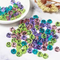 Perles acrylique alphabet, Plat rond, plus de couleurs à choisir, 7mm, Environ 100PC/sac, Vendu par sac