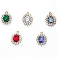 Zinc Alloy Pendants with Cubic Zirconia Oval gold color plated Unisex & faceted nickel lead & cadmium free Sold By PC
