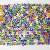 Millefiori φέτα Γυάλινα σφαιρίδια, Millefiori Lampwork, Καρδιά, γυαλισμένο, DIY, μικτά χρώματα, Sold Per 38 cm Strand