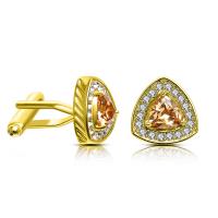 Cufflinks Brass silver color plated micro pave cubic zirconia nickel lead & cadmium free 16mm Sold By Pair