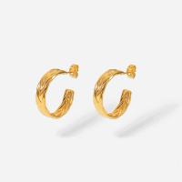 Stainless Steel Stud Earrings Letter C 18K gold plated for woman & hollow Sold By Pair