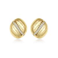 Brass Stud Earring gold color plated with letter pattern & micro pave cubic zirconia & for woman Sold By Pair