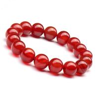 Red Agate Bracelets Round Unisex & radiation protection red Sold By Strand