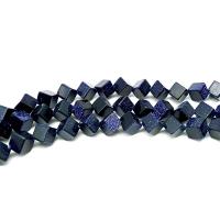 Perles en verre aventuriné bleu, Grès bleu, Losange, DIY, bleu, Vendu par 38 cm brin