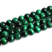 Tiger Eye pärlor, Rund, DIY & olika storlek för val, grön, Såld Per Ca 15 inch Strand