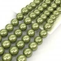 Shell Pearl grânulos, miçangas, Roda, polido, DIY, verde, 16mm, vendido para Aprox 15 inchaltura Strand