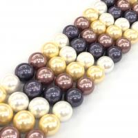 Shell Pearl Bead, Rund, polerad, DIY, blandade färger, 10mm, Såld Per Ca 15 inch Strand