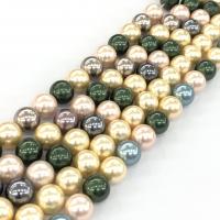 Shell Pearl Bead, Rund, polerad, DIY, blandade färger, 10mm, Såld Per Ca 15 inch Strand
