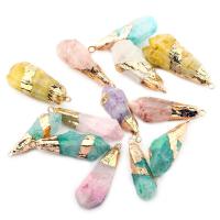 Crystal Pendants with Brass irregular gold color plated dyed & Unisex 40x10- Sold By PC