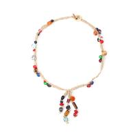 Wood Necklace Linen with Porcelain & Wood fashion jewelry mixed colors Length 20.09 Inch Sold By PC