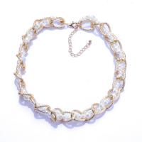 Collar de perlas de plástico, aleación de zinc, con Perlas plásticas, con 3.15inch extender cadena, chapado en color dorado, Joyería & para mujer, longitud aproximado 16.1 Inch, Vendido por UD
