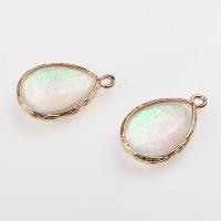 Natural Abalone Shell Pendants Zinc Alloy with Abalone Shell Teardrop polished mixed colors Sold By Bag