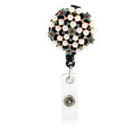 Zinc Alloy Badge Holder with Shell Pearl & Plastic plated with rhinestone nickel lead & cadmium free Sold By PC