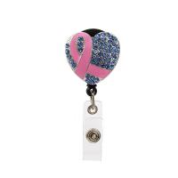 Zinc Alloy Badge Holder with Plastic Heart plated micro pave cubic zirconia & enamel nickel lead & cadmium free Sold By PC