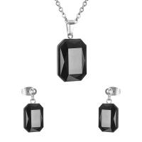 Stainless Steel smycken Ställer, örhänge & halsband, ROSTFRITT STÅL, med Cubic Zirconia, för kvinna, 29*19mm,18*11mm, Längd Ca 17.72 inch, Säljs av Ställ