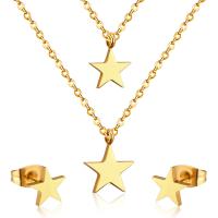 Stainless Steel smycken Ställer, Stud Örhänge & halsband, ROSTFRITT STÅL, Star, plated, för kvinna, fler färger för val, Längd Ca 17.72 inch, Säljs av Ställ
