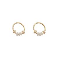 Cubic Zirconia Micro Pave Brass Earring with Acrylic real gold plated fashion jewelry & for woman & with cubic zirconia golden Sold By Pair