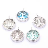 Zinc Alloy Pendants with Natural Stone Flat Round platinum color plated tree of life design & Unisex nickel lead & cadmium free Sold By PC