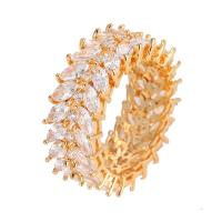 Cubic Zirconia Micro Pave Brass Ring Leaf plated & for woman & with cubic zirconia nickel lead & cadmium free Approx US Ring Sold By PC