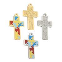 Stainless Steel Cross Pendants plated enamel Approx 1mm Sold By PC