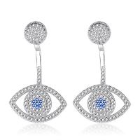 Cubic Zirconia Micro Pave Brass Earring plated micro pave cubic zirconia & for woman silver color Sold By Bag