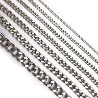 Nehrđajućeg čelika Curb Chain, Nehrđajući čelik, elektrolizacija, različite veličine za izbor & rubnik lanac, izvorna boja, Približno 1/m, Prodano By m