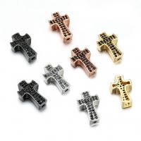 Cubic Zirconia Micro Pave Brass Beads Cross plated fashion jewelry & DIY & micro pave cubic zirconia Sold By PC