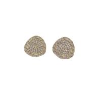 Cubic Zirconia Micro Pave Brass Earring Geometrical Pattern gold color plated micro pave cubic zirconia & for woman & enamel nickel lead & cadmium free 15mm Sold By Pair