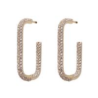 Cubic Zirconia Micro Pave Brass Earring Geometrical Pattern gold color plated micro pave cubic zirconia & for woman nickel lead & cadmium free Sold By Pair