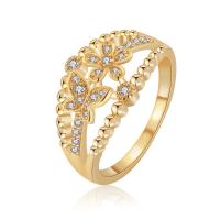 Cubic Zirconia Micro Pave Brass Ring Flower plated & micro pave cubic zirconia & for woman nickel lead & cadmium free US Ring Sold By PC
