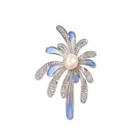 Freshwater Pearl Brooch Brass with Freshwater Pearl plated Unisex & micro pave cubic zirconia nickel lead & cadmium free Sold By PC