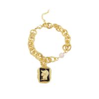 Zinklegierung Armband, mit Kunststoff Perlen, für Frau, goldfarben, 90mm, Länge ca. 19 cm, verkauft von PC